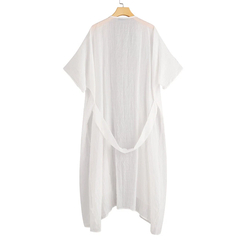 (image for) Celmia Solid Color Front Open Asymmetric Long Maxi Cardigans