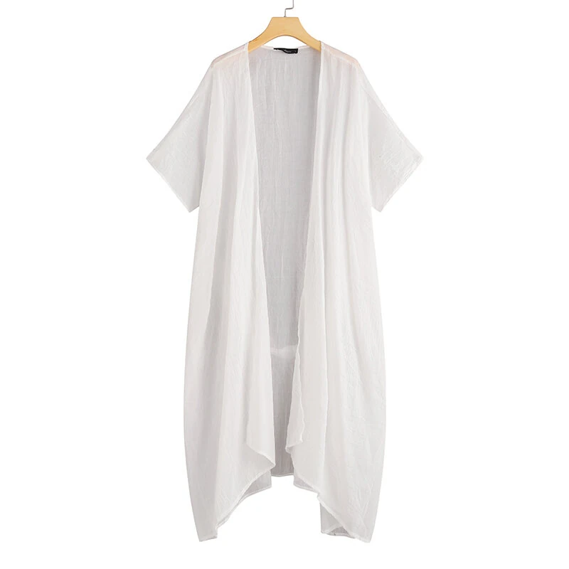 (image for) Celmia Solid Color Front Open Asymmetric Long Maxi Cardigans