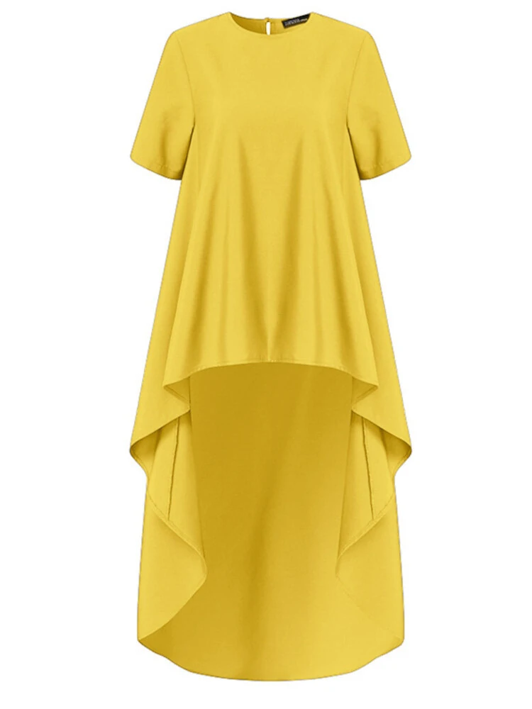 (image for) O-Neck Short Sleeve Back Buttons Spliced Solid Blouses For Women