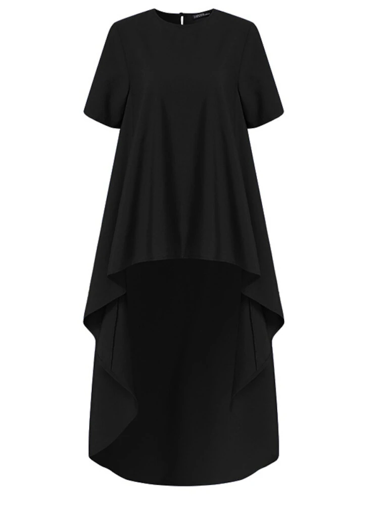 (image for) O-Neck Short Sleeve Back Buttons Spliced Solid Blouses For Women