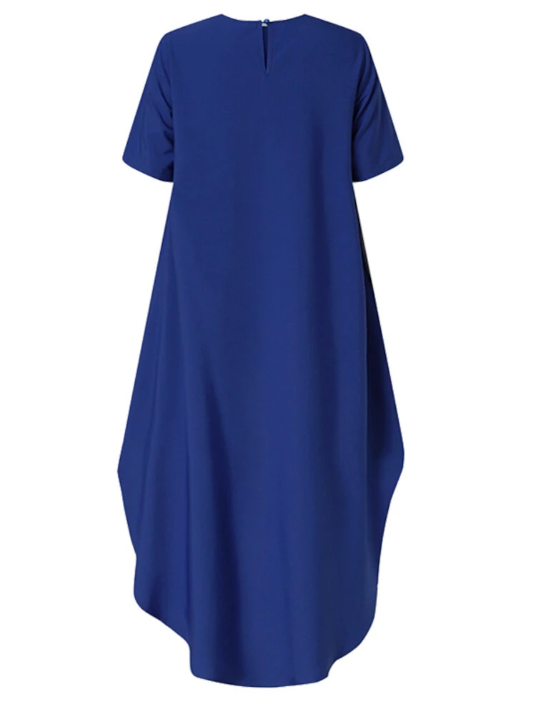 (image for) O-Neck Short Sleeve Back Buttons Spliced Solid Blouses For Women