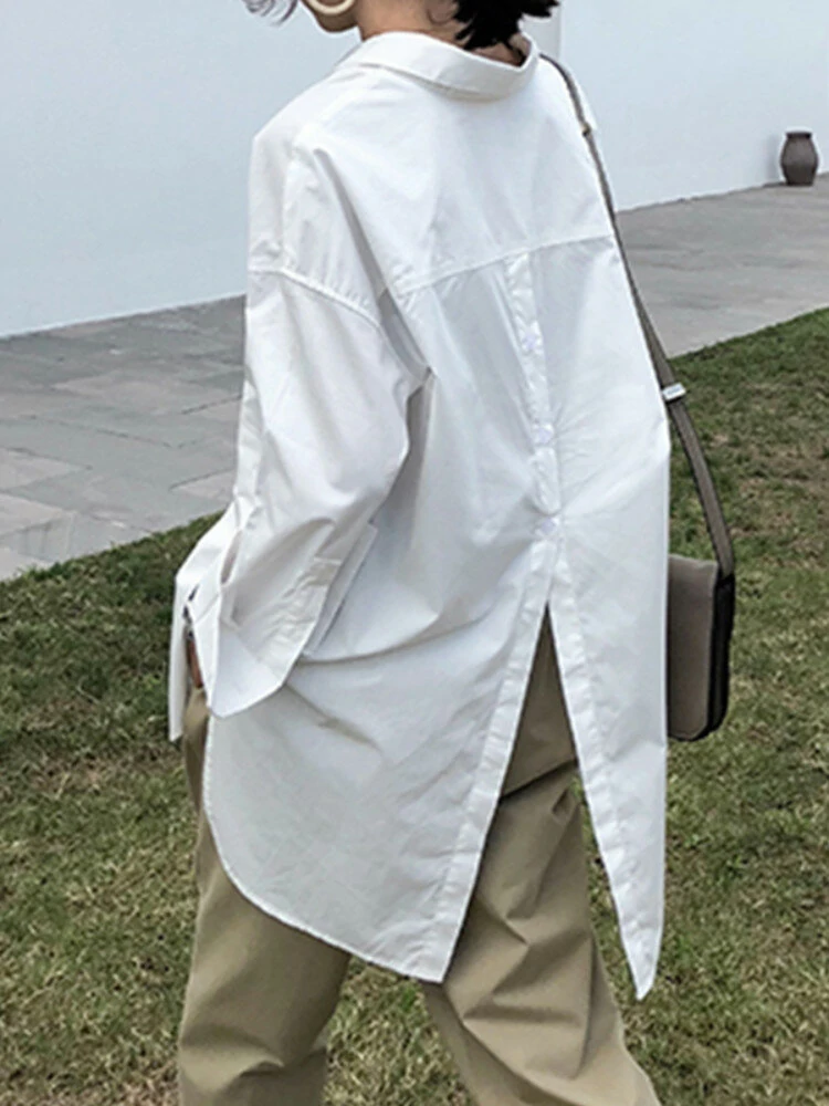 (image for) Plus Size Women Long Sleeve Button Solid Color Casual Shirts