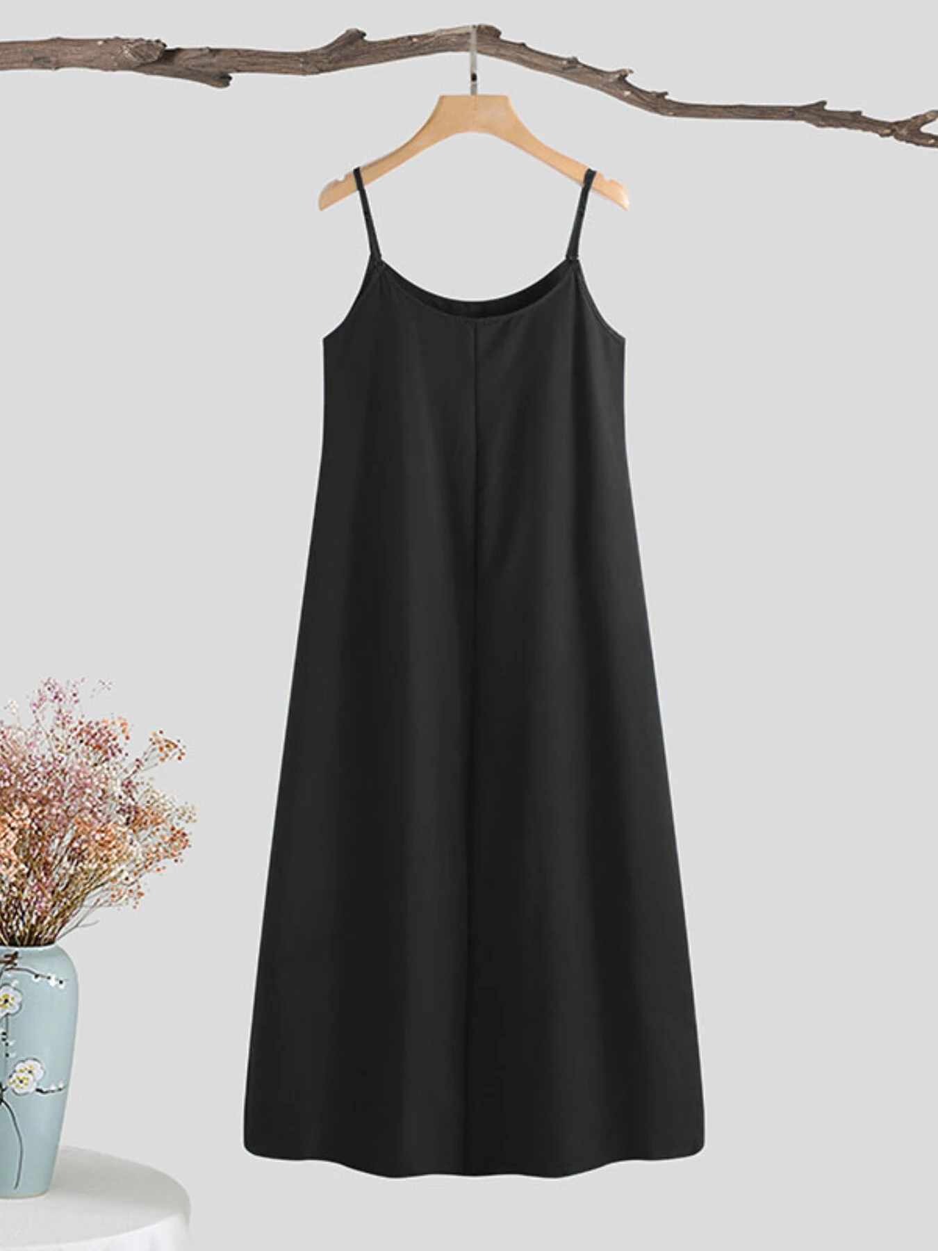 (image for) VONDA Plus Size Womens Long Dress Casual Sleeveless Solid Summer Long Maxi Dress