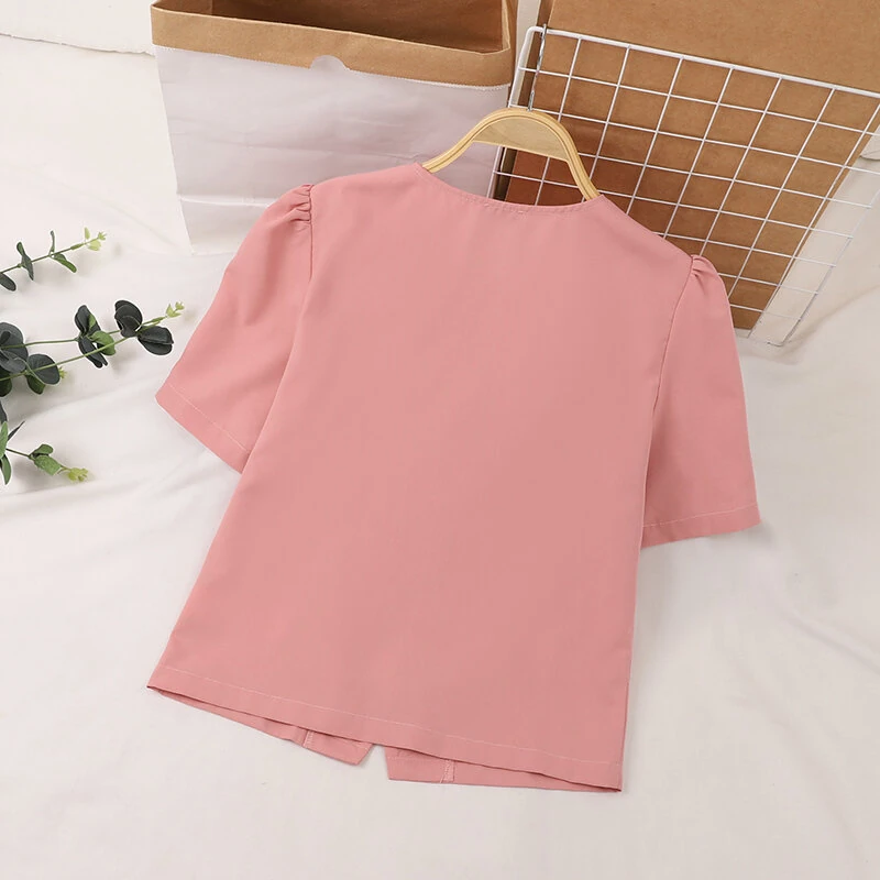 (image for) VONDA Womens Elegant Bowknot Decorate Puff Sleeve Blouses Temperament Button Shirts