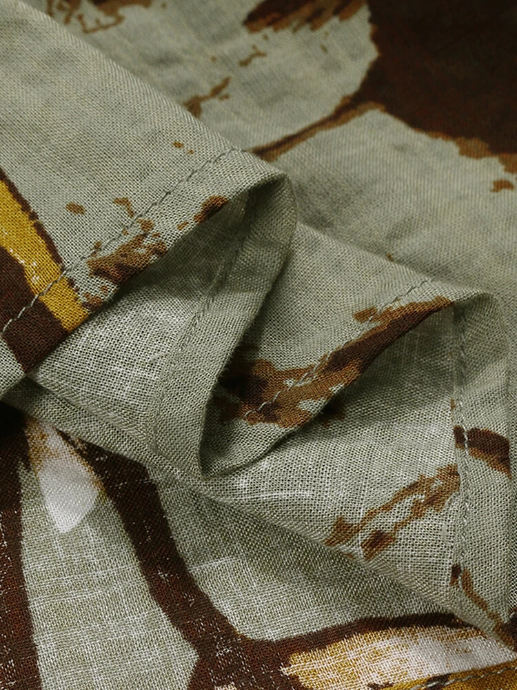 (image for) Vintage Floral Print Short Sleeve Loose Casual Maxi Dress