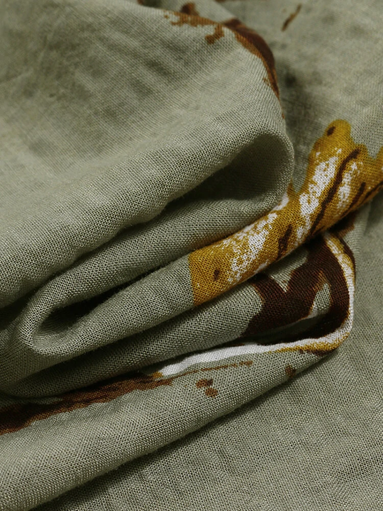 (image for) Vintage Floral Print Short Sleeve Loose Casual Maxi Dress