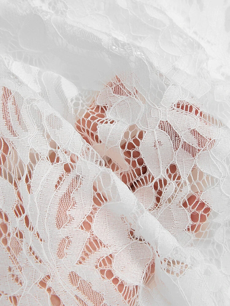 (image for) Women 100% Cotton Abaya Kaftan Lace Patchwork Casual Wedding Midi Dress