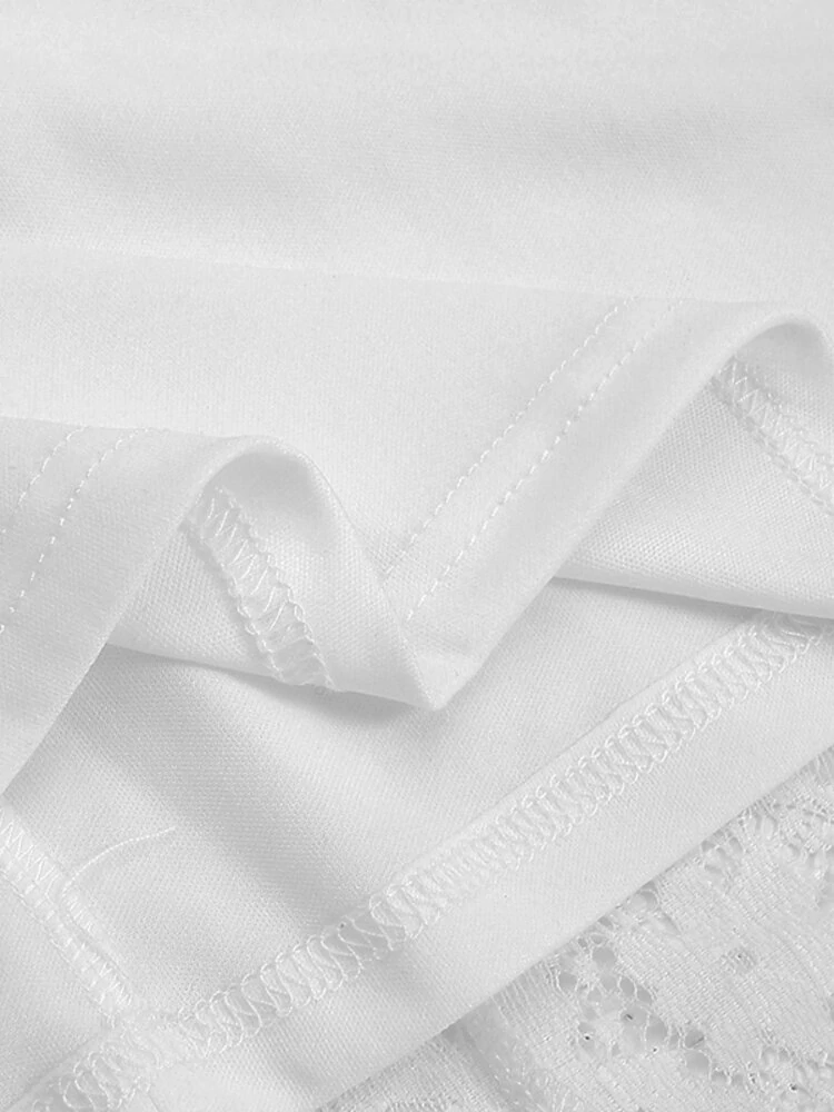 (image for) Women 100% Cotton Abaya Kaftan Lace Patchwork Casual Wedding Midi Dress