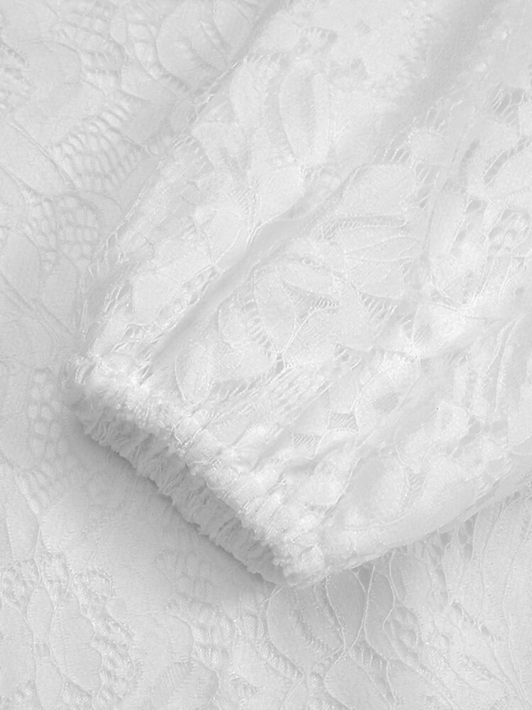 (image for) Women 100% Cotton Abaya Kaftan Lace Patchwork Casual Wedding Midi Dress