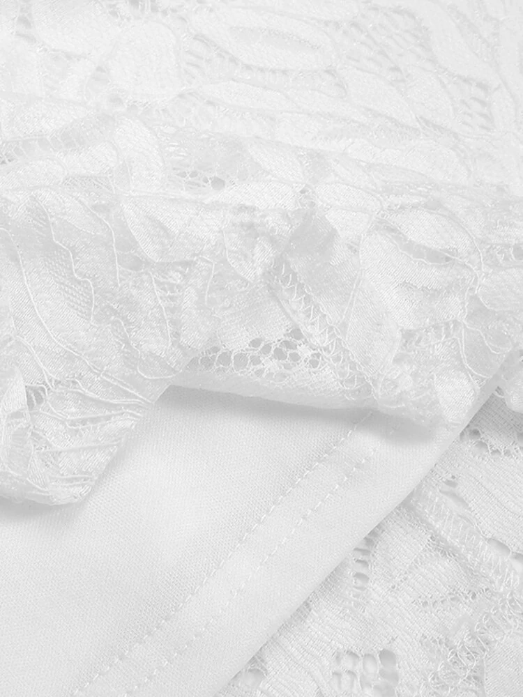 (image for) Women 100% Cotton Abaya Kaftan Lace Patchwork Casual Wedding Midi Dress