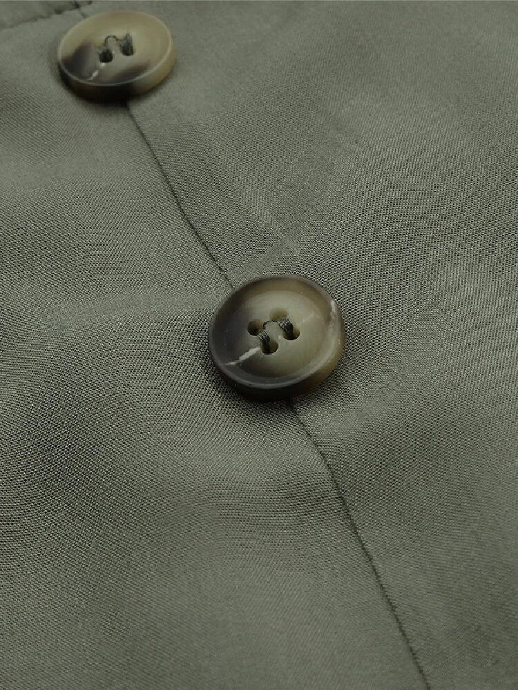 (image for) Women Button Front Camp Collar Cargo Style Short Sleeve Jumpsuits With Pocket