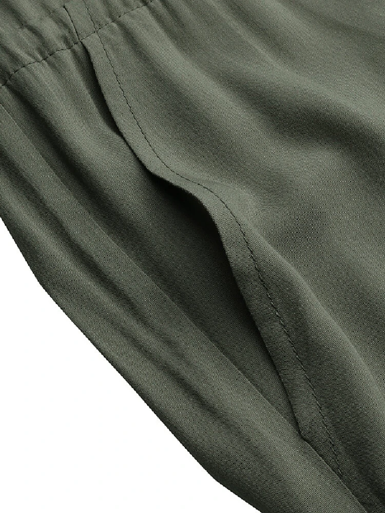 (image for) Women Button Front Camp Collar Cargo Style Short Sleeve Jumpsuits With Pocket