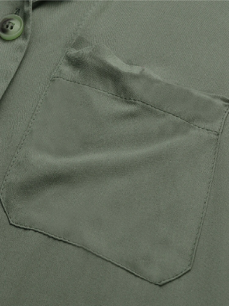 (image for) Women Button Front Camp Collar Cargo Style Short Sleeve Jumpsuits With Pocket