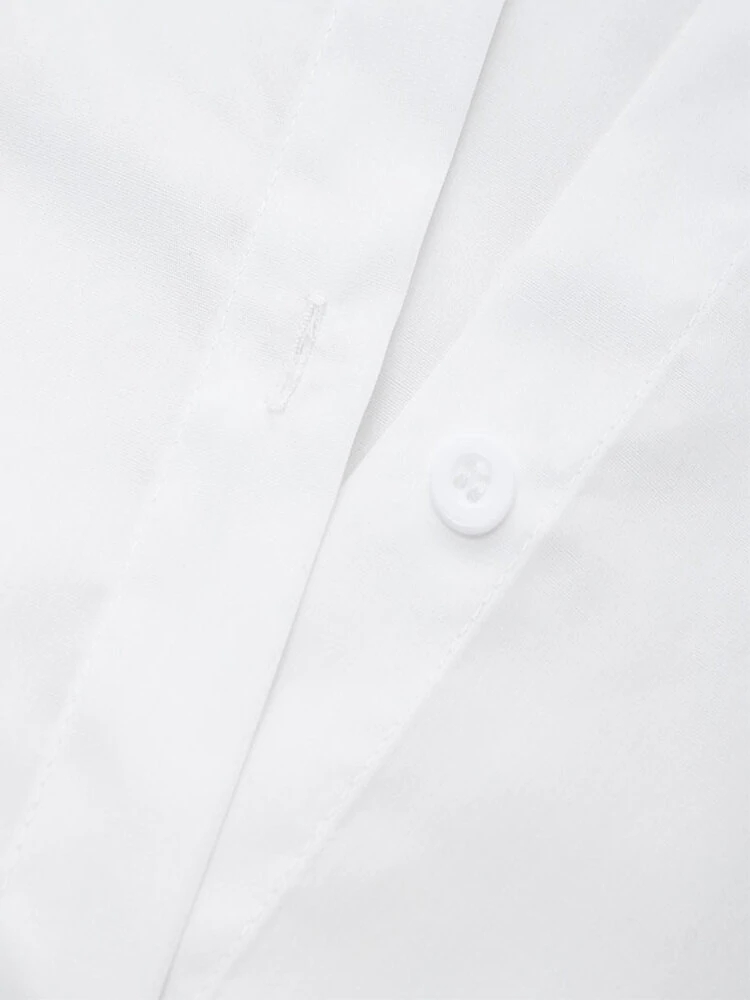 (image for) Women Casual Turn-down Collar Flare Sleeve Solid Color Blouse