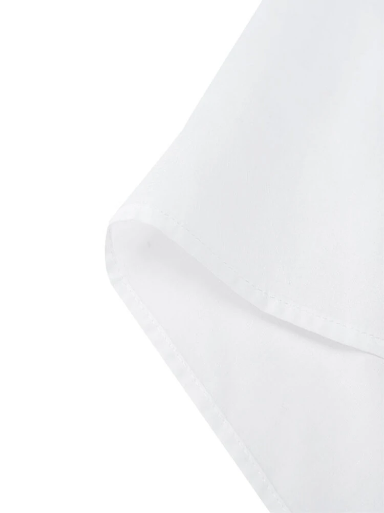 (image for) Women Casual Turn-down Collar Flare Sleeve Solid Color Blouse