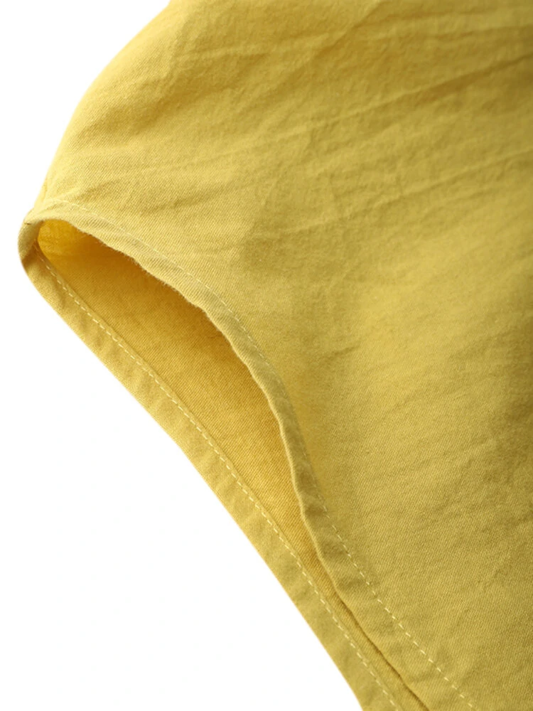 (image for) Women Cotton High Elastic Waist Side Pocket Zipper Solid Casual Skirts