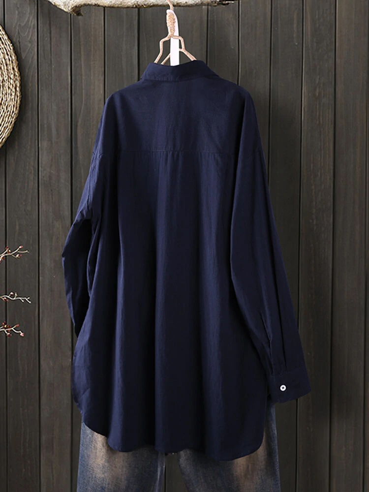 (image for) Women Daily Casual Cotton Irregular Hem Commute Loose Shirts