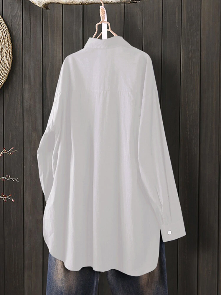 (image for) Women Daily Casual Cotton Irregular Hem Commute Loose Shirts