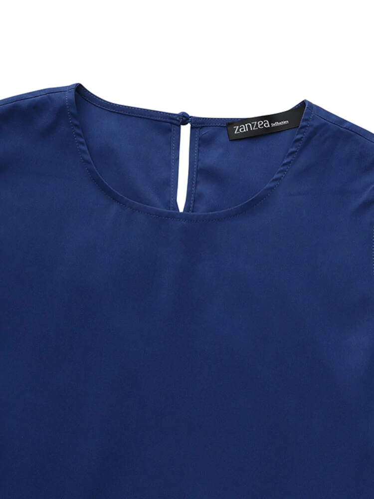 (image for) Women Sleeveless Solid Color O-neck Casual Layered Maxi Dress