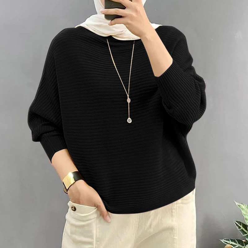 (image for) ZANZEA Daily Style Women Knitted Long Sleeve Crew Neck T-shirt Casual Solid Loose Work Tops