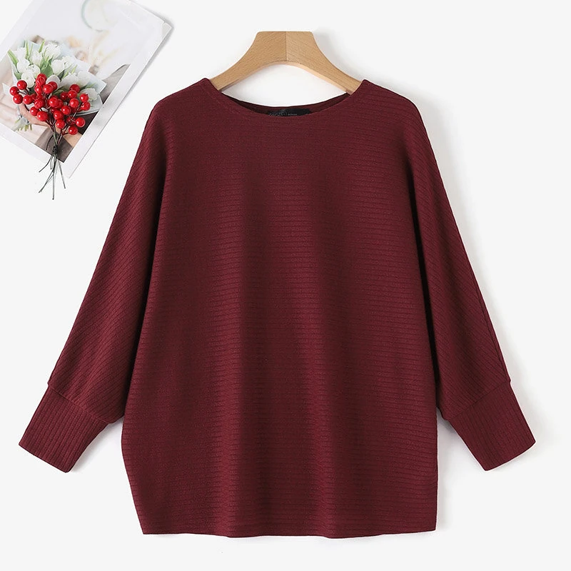 (image for) ZANZEA Daily Style Women Knitted Long Sleeve Crew Neck T-shirt Casual Solid Loose Work Tops