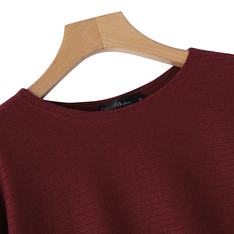 (image for) ZANZEA Daily Style Women Knitted Long Sleeve Crew Neck T-shirt Casual Solid Loose Work Tops