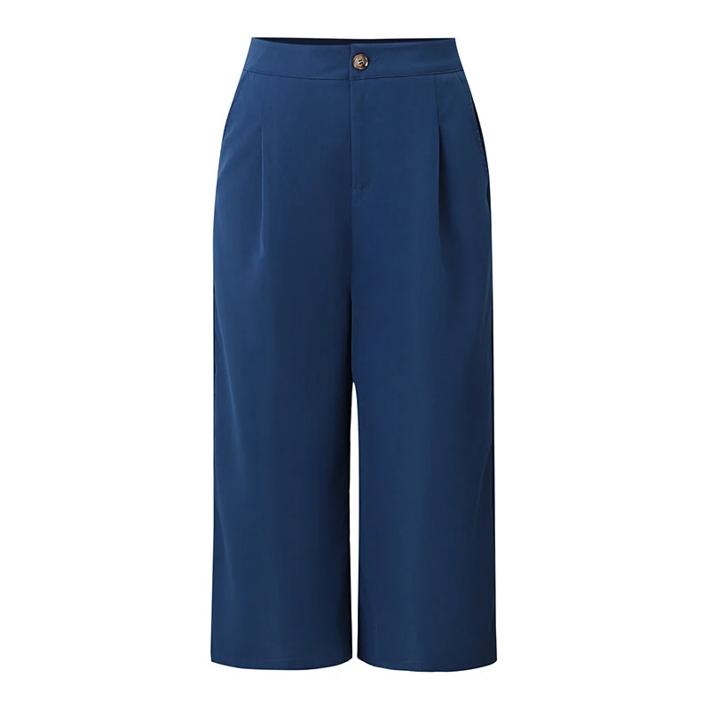 (image for) ZANZEA Daily Style Womens Crop Long Pants High Waisted Casual Loose Wide Leg Trousers