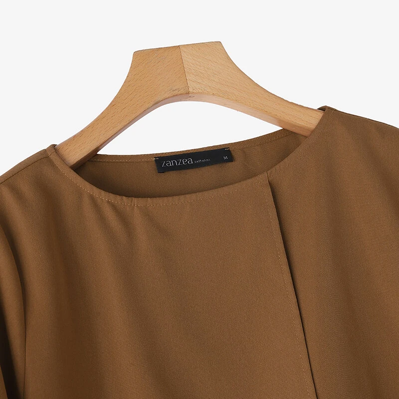 (image for) ZANZEA Elegant Style Women's Blouse Round Neck Half Sleeve Double Layer Casual Shirt Fashion Pullover Top