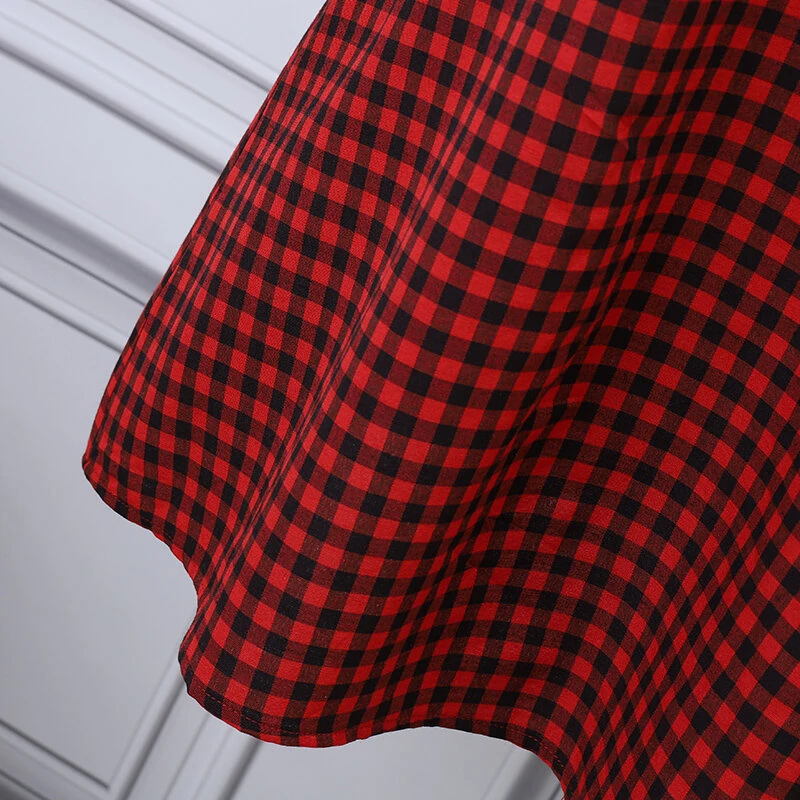 (image for) ZANZEA Elegant Style Women's Dresses Daily Short Sleeve Lapel Plaid Loose Midi Shirt Dress