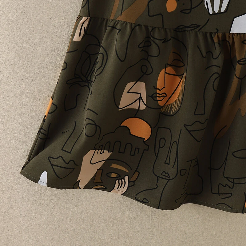 (image for) ZANZEA Elegant Style Women's Dresses Sleeveless Round Neck Printed A-Line Mermaid Dress