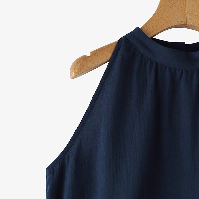 (image for) ZANZEA Elegant Style Womens Tank Vest Summer Sleeveless O-Neck Plain Casual Loose Camisoles Top