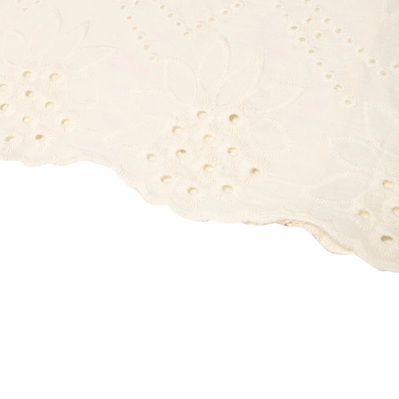 (image for) ZANZEA Elegant Style Womens Vintage Casual Cotton Crop Shirts Top Vacation Crew Neck Hollow Embroidery Blouses