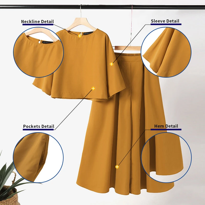 (image for) ZANZEA Korean Style Womens Elegant Sets Short Sleeve Blouse Top Wide Leg Loose Trousers Casual Suit