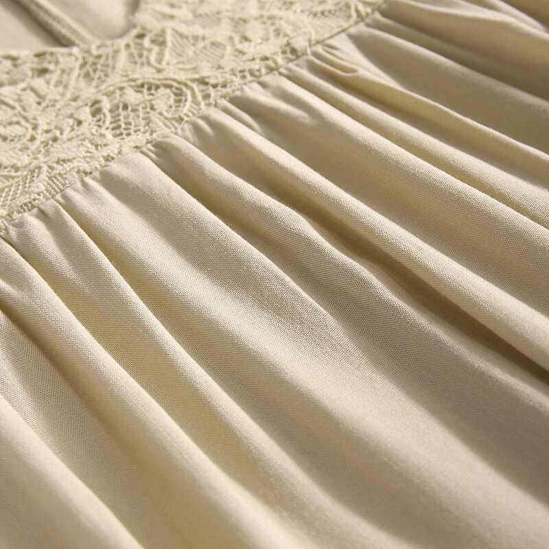 (image for) ZANZEA Plus Size Women Bohemian Long Dress Short Sleeve Hollow Out Robe Kaftan Solid Beach Maxi Dress