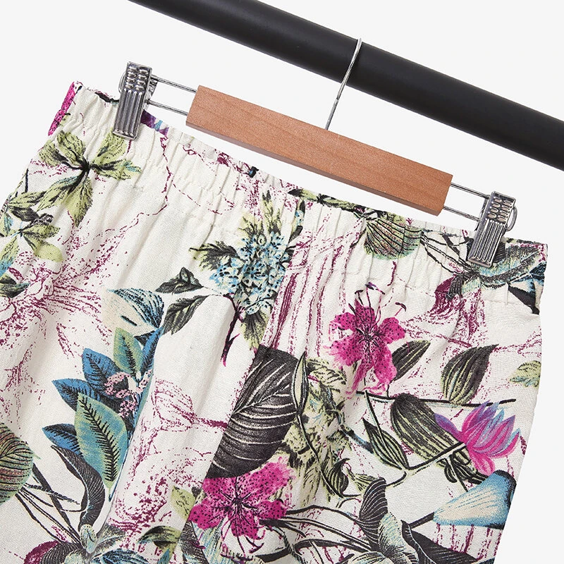 (image for) ZANZEA Plus Size Women Casual Floral Print Cotton Pantsuits, Vintage Printed Short Sleeve T-shirt & Wide Leg Pants Outfits, Women's Clothing Two-Piece Set S-5XL