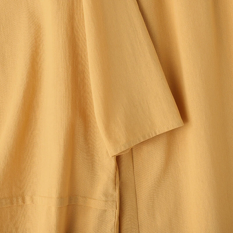 (image for) ZANZEA Plus Size Women Casual Solid Two-Piece Set, Notched Neck 3/4 Sleeve Layered Hem Top & Wide Leg Pants, Women's Plus Size Clothing