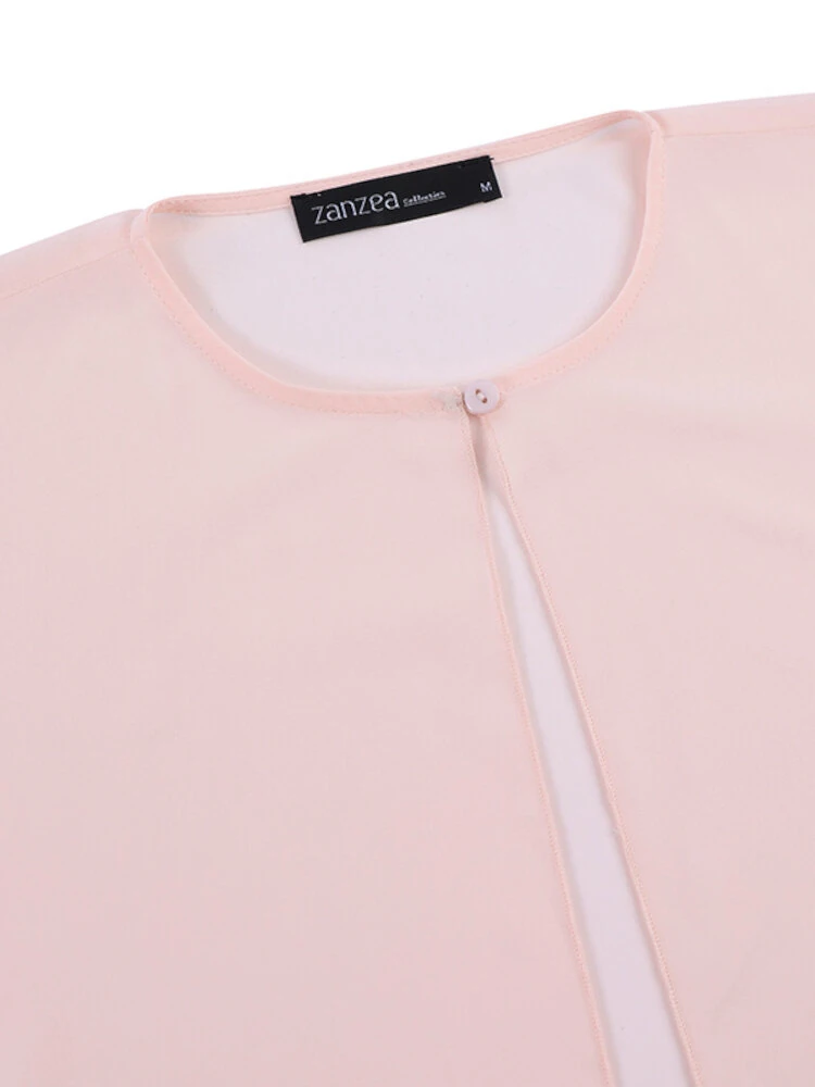 (image for) ZANZEA Plus Size Women Chiffon Kaftan Tunic Two-Piece Detachable Outside Bat Long Sleeve Maxi Dress