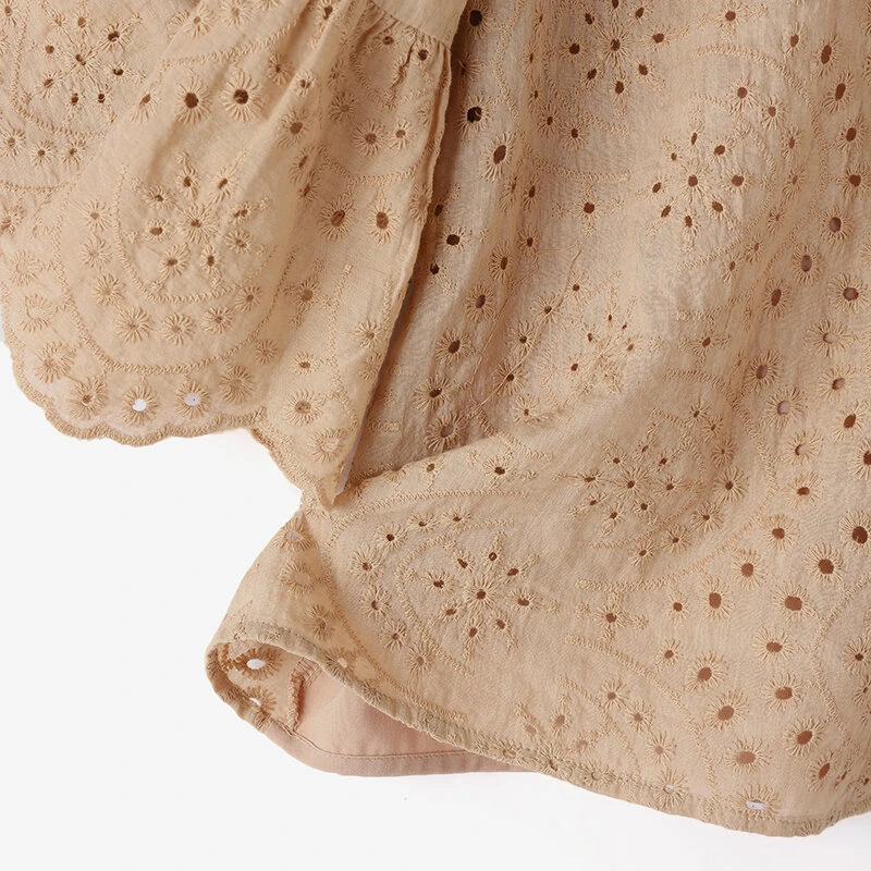 (image for) ZANZEA Plus Size Women Floral Lace Splicing Crew Neck Blouse, Elegant 3/4 Loose Petal Sleeve Blouse For Spring & Summer, Women's Clothing S-5XL