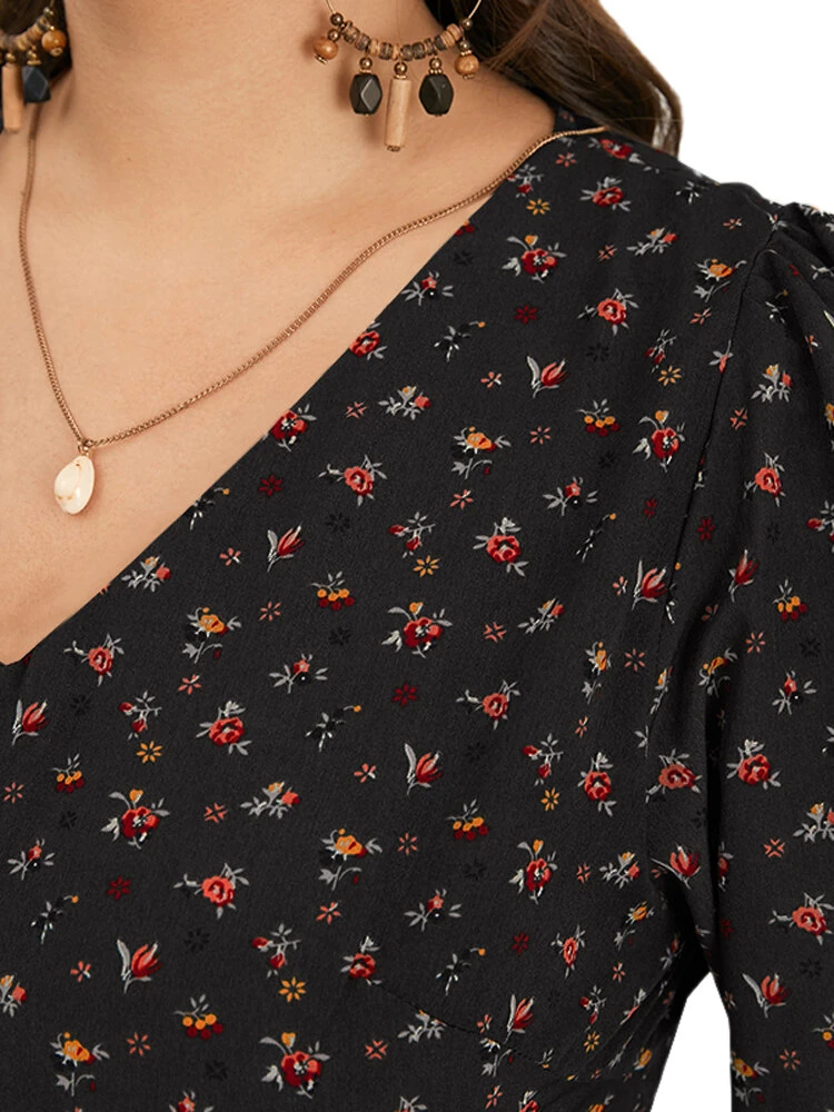 (image for) ZANZEA Plus Size Women Long Dress Bohemian Floral Maxi Dress Casual V-Neck Back Zipper Long Sleeve Loose Dress for Women