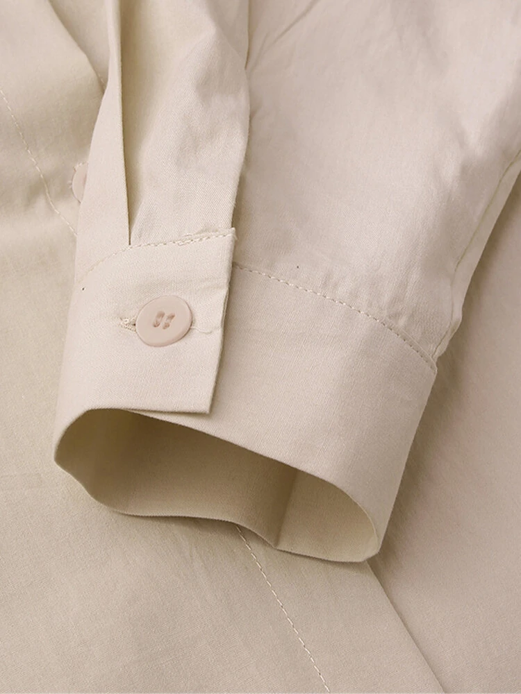 (image for) ZANZEA Plus Size Women Long Shirt Dress Solid Color Curved Hem Split Lapel Loose Fit Shirt Dress