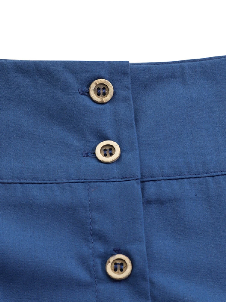 (image for) ZANZEA Plus Size Women Long Skirts, Summer Button Down Dress, Solid Color Loose Casual High Waist Long Skirt With Pocket