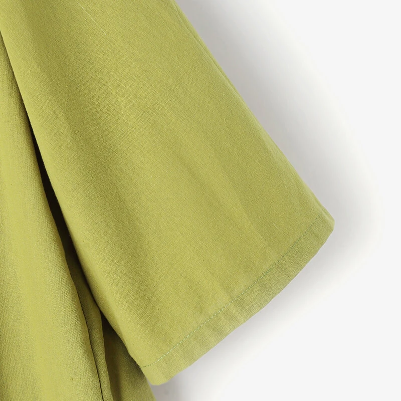 (image for) ZANZEA Women Button Summer O-Neck 3/4 Sleeve Solid Blouses Casual Cotton Linen Shirts for Women Loose Fit