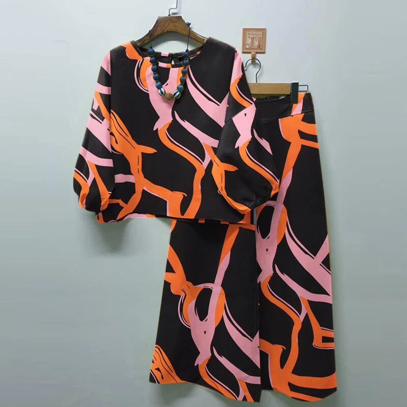 (image for) ZANZEA Women Casual Solid Top Pant Sets Spring Summer Puff Sleeve Top Wide Leg Trouser 2pcs Outfits Daily 2 Pieces Womens Suits 5XL Autumn