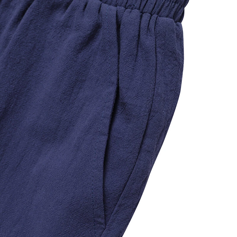 (image for) ZANZEA Women Cotton Elastic Waist Solid Color Long Pants Casual Loose Straight Trousers