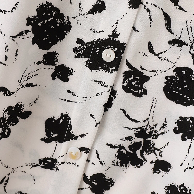 (image for) ZANZEA Women Flowers Print Shirt Ruffled stand-up Collar Design Vintage Blouse Medium-length Sleeve Plus Size Blouse Tops for Women