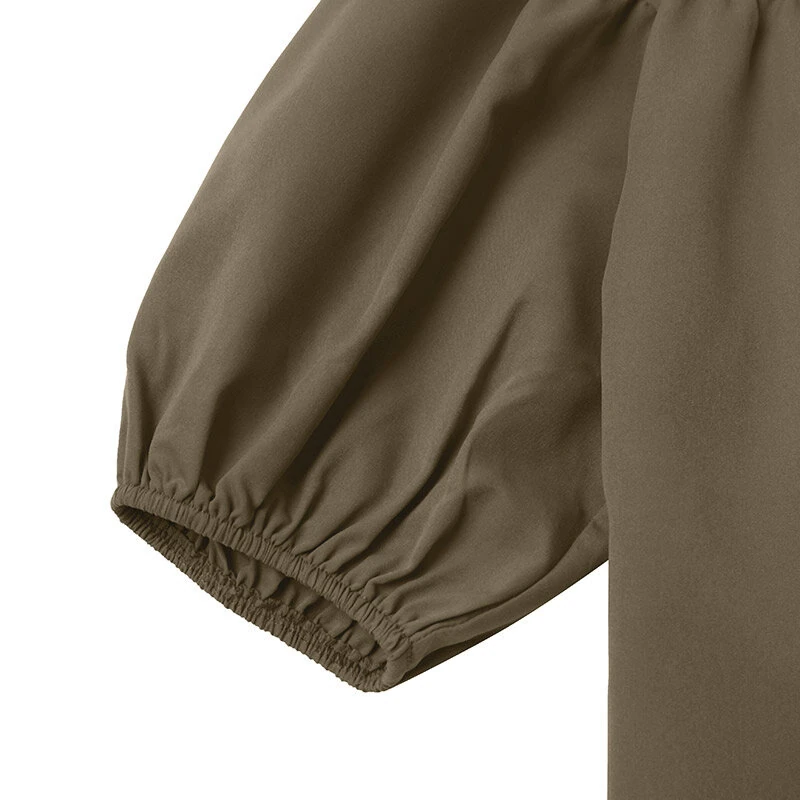 (image for) ZANZEA Women Maxi Dresses Solid Color Seven-quarter Length Lantern Sleeves Long Dresses Plus Size Women Dresses