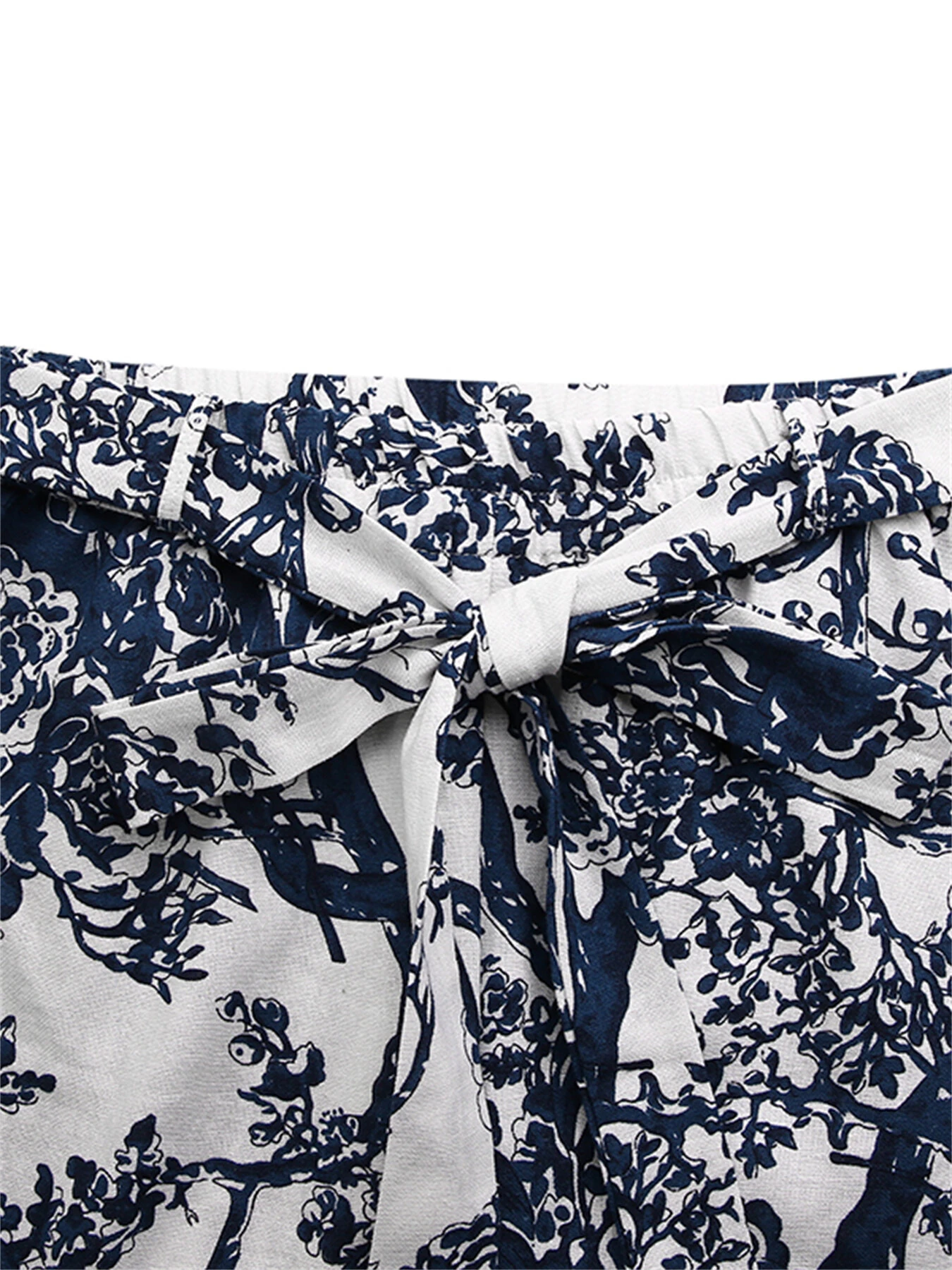 (image for) ZANZEA Women Plus Size Casual Cotton Linen Retro Floral Print Elastic Waist Straight Pants with Side Pockets