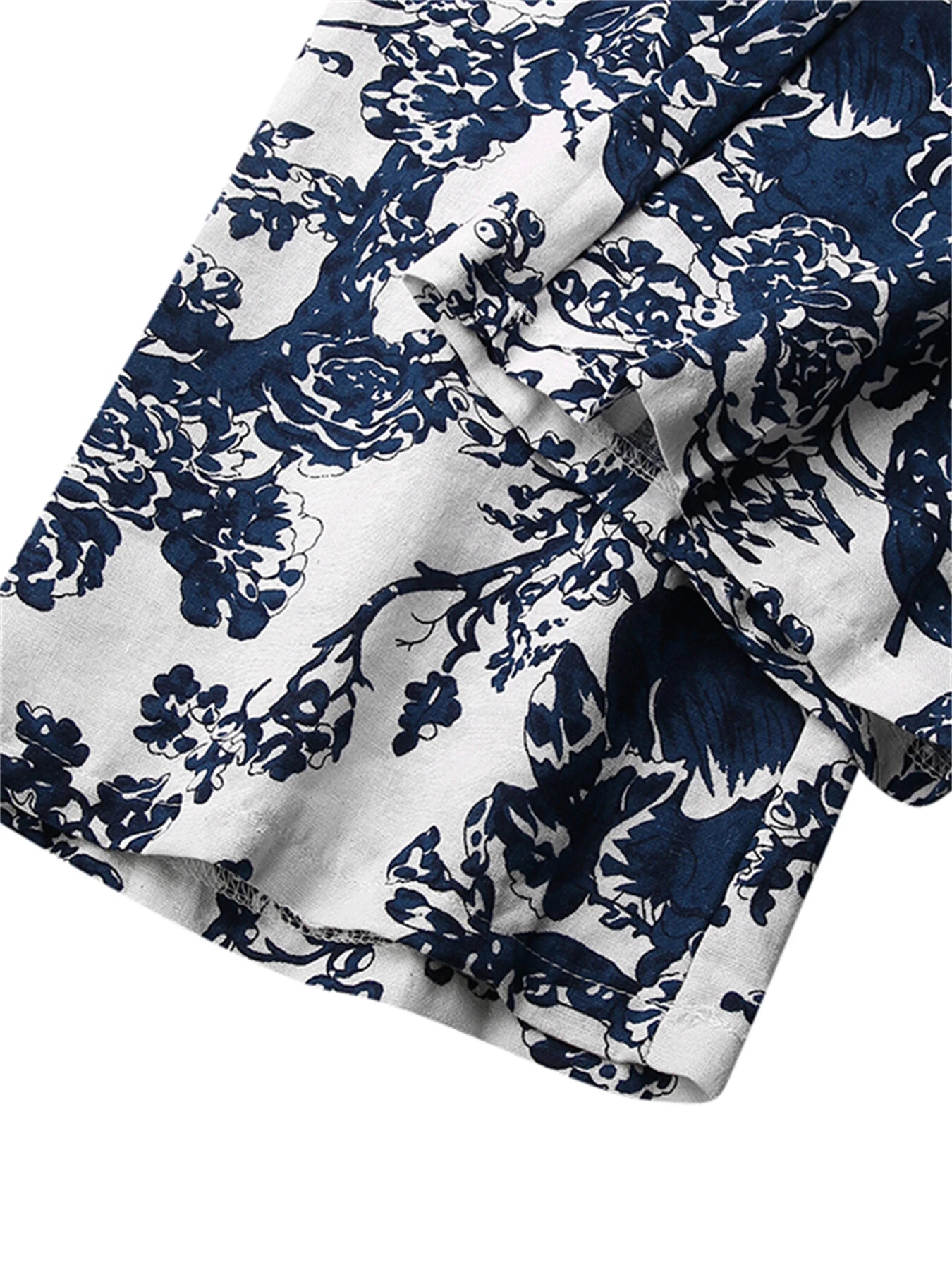 (image for) ZANZEA Women Plus Size Casual Cotton Linen Retro Floral Print Elastic Waist Straight Pants with Side Pockets