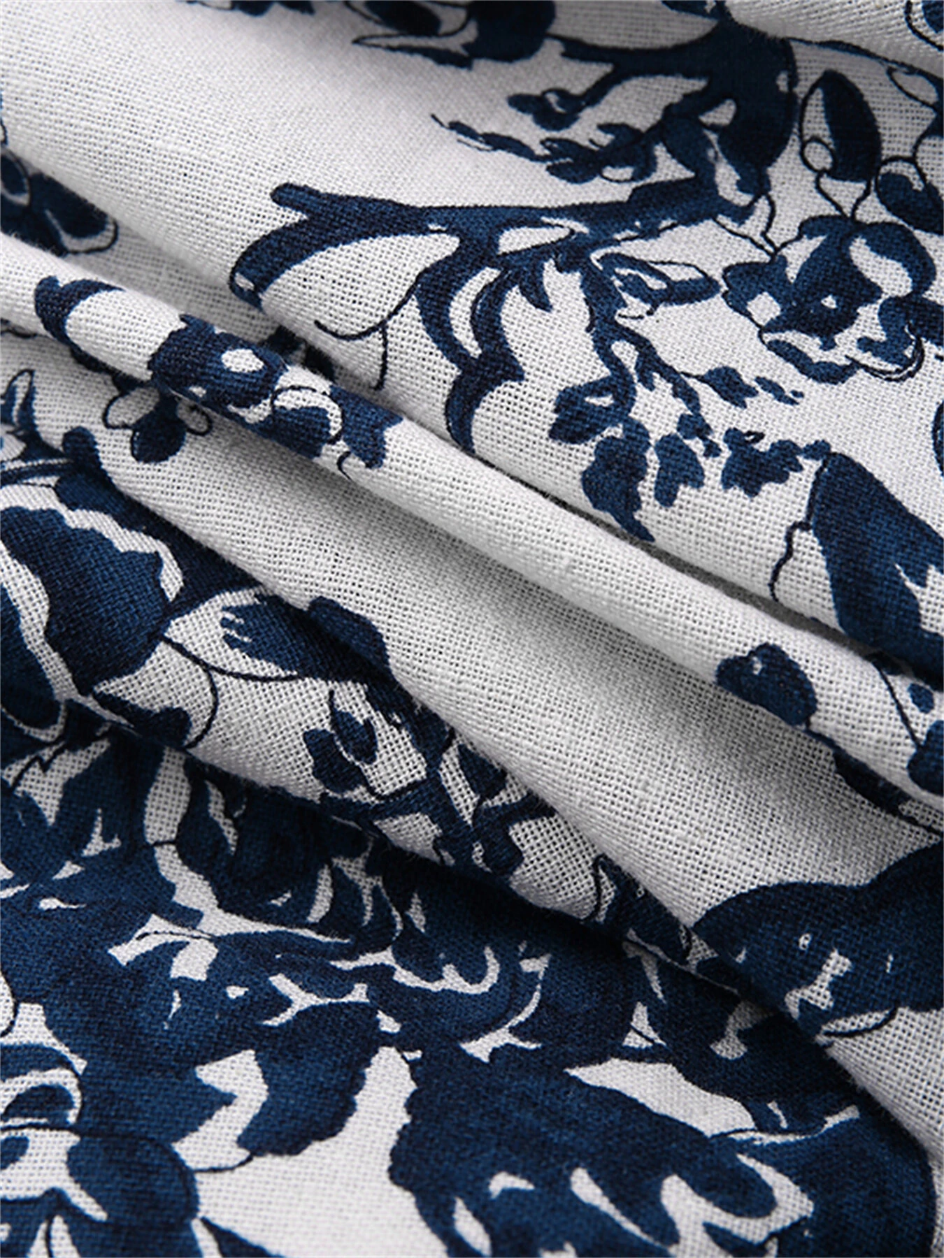 (image for) ZANZEA Women Plus Size Casual Cotton Linen Retro Floral Print Elastic Waist Straight Pants with Side Pockets