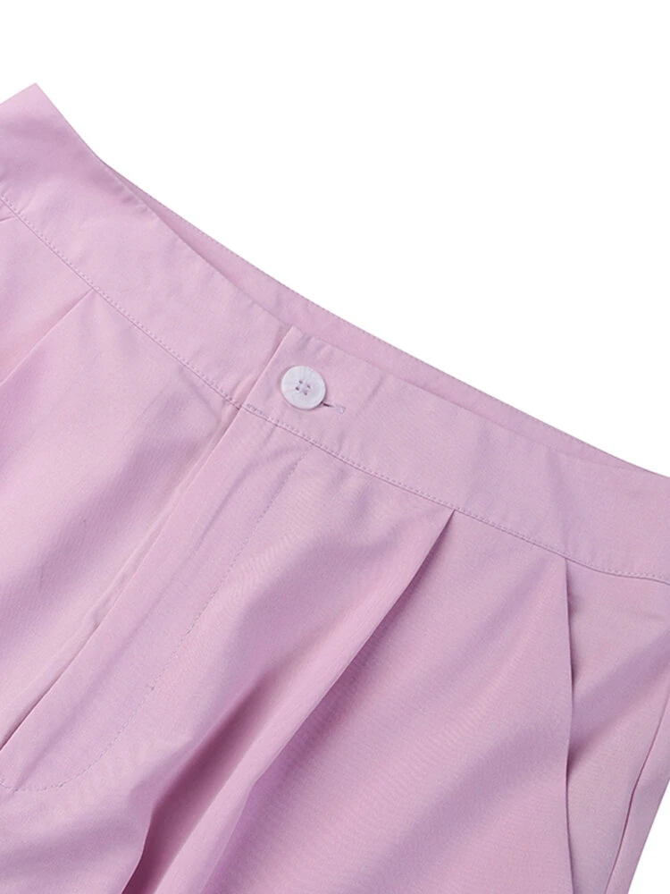 (image for) ZANZEA Women Plus Size Two Set Solid Button Lapel Long Sleeve Long Blouses and Pant Two Pieces Set